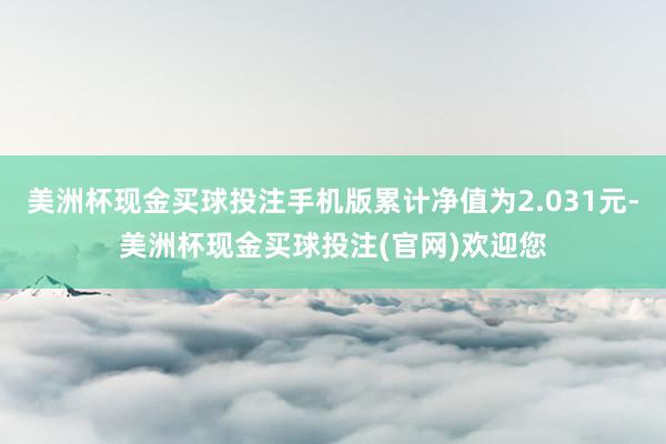 美洲杯现金买球投注手机版累计净值为2.031元-美洲杯现金买球投注(官网)欢迎您