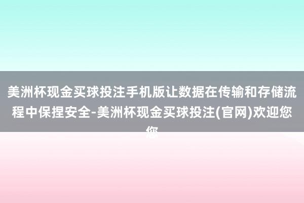 美洲杯现金买球投注手机版让数据在传输和存储流程中保捏安全-美洲杯现金买球投注(官网)欢迎您