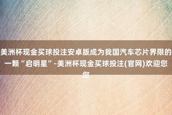 美洲杯现金买球投注安卓版成为我国汽车芯片界限的一颗“启明星”-美洲杯现金买球投注(官网)欢迎您