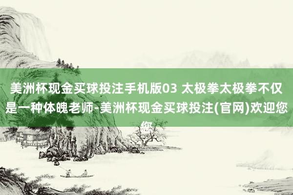 美洲杯现金买球投注手机版03 太极拳太极拳不仅是一种体魄老师-美洲杯现金买球投注(官网)欢迎您